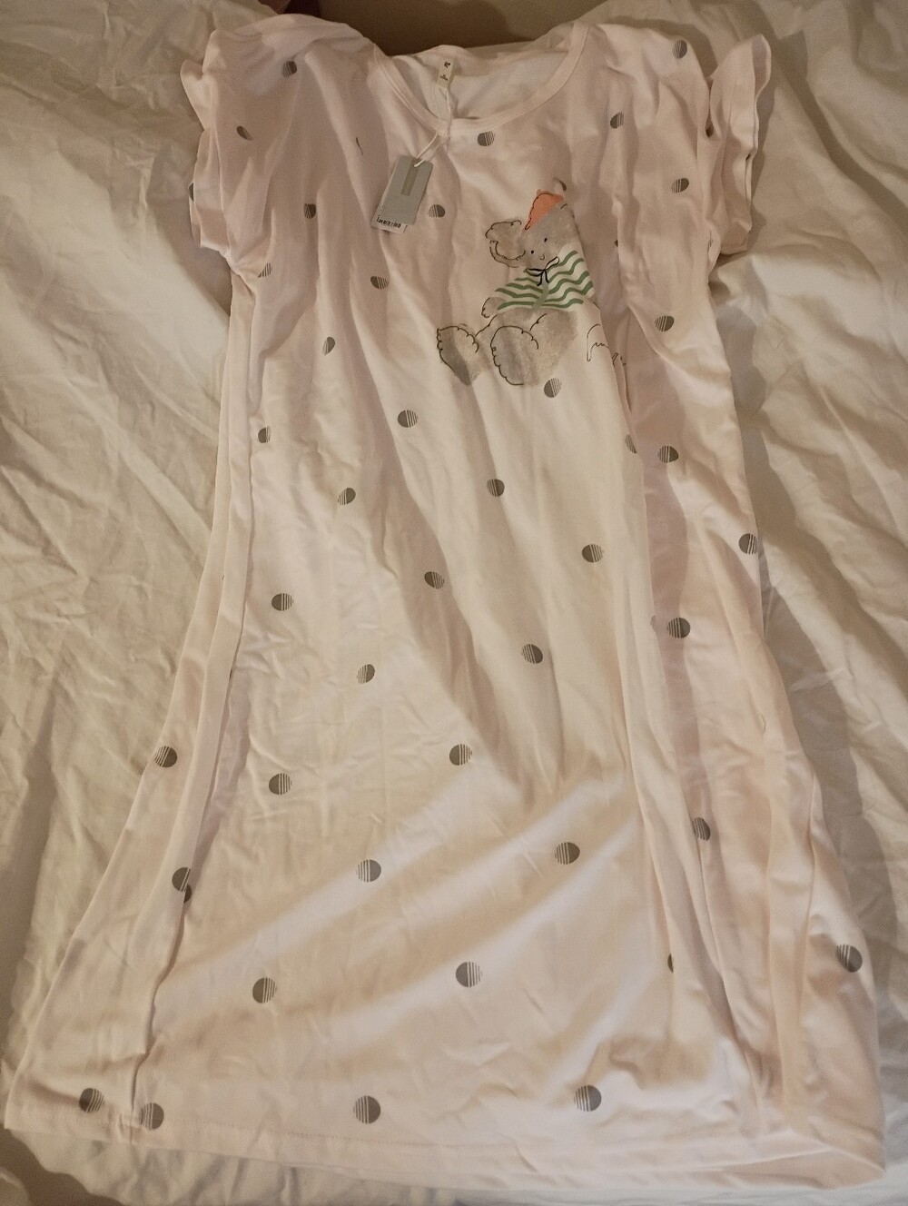 Pink and Gray Polka Dot Nightgown